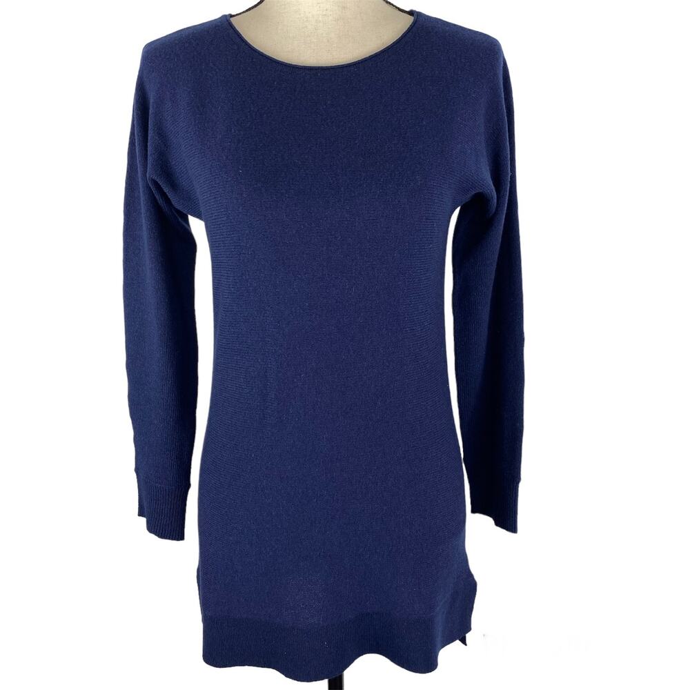 Halogen Cashmere Wool Sweater Tunic Hi Low Long Pullover Blue Womens Size Small